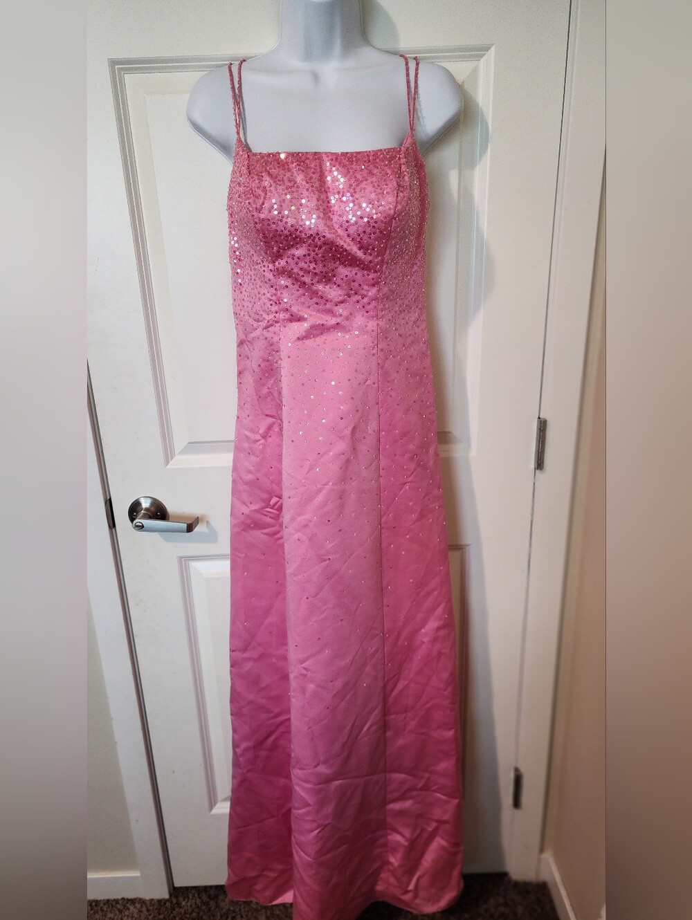 Morilee Pink Sequin Sparkle Prom Formal Gown Corset Back Size 8